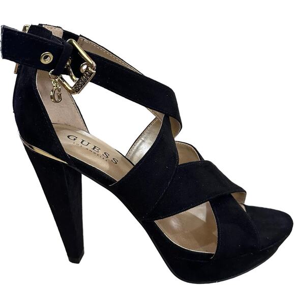 Guess strappy sandal block chunky heels
Criss cross size 6.5 suede leather - Picture 7 of 10